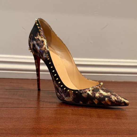 Christian Louboutin Black and Gold pigalle Studded Heels